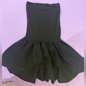 Girls Black Strapless Party Skater Dress